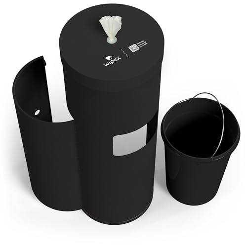 Wipex Matte Black Floor Wipe Dispenser with Trash Bin — alternate view