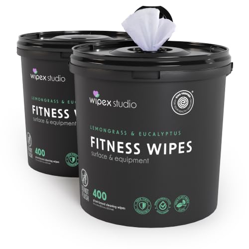 Wipex Natural Gym Wipes, Lemongrass & Eucalyptus, 400 Count, 2-Pack (800 Total)