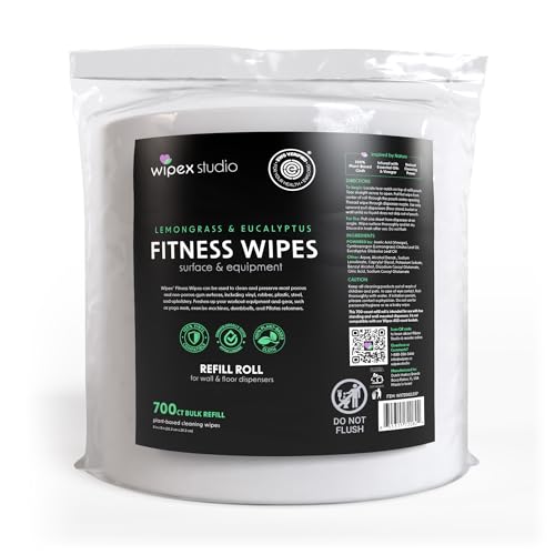 Wipex Plant-Based Gym Wipes Refill Roll, Lemongrass & Eucalyptus, 700 Count, 8 × 8 in — alternate view