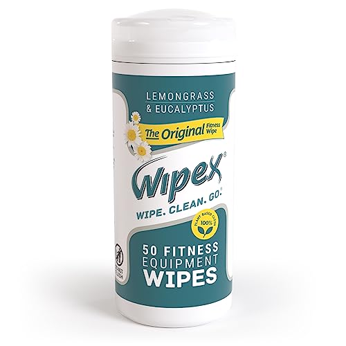 Wipex Natural Fitness Equipment Wipes, Lemongrass & Eucalyptus, 50 Count