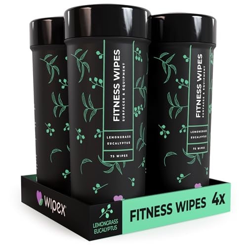 Wipex Natural Fitness Equipment Wipes, Lemongrass & Eucalyptus, 75 Count, 4-Pack (300 Total) — alternate view