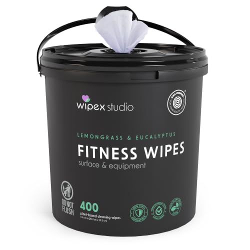 Wipex Natural Gym Wipes, Lemongrass & Eucalyptus, 400 Count Bucket