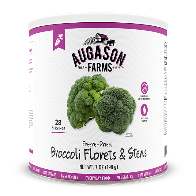 Augason Farms Freeze-Dried Broccoli Florets & Stems, 7 oz No. 10 Can