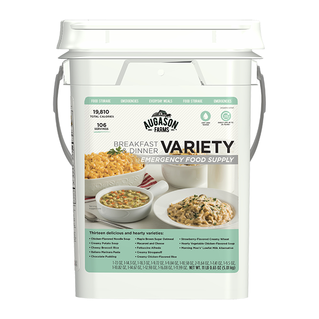 Augason Farms Breakfast & Dinner Variety Emergency Food Supply, 4-Gallon Pail