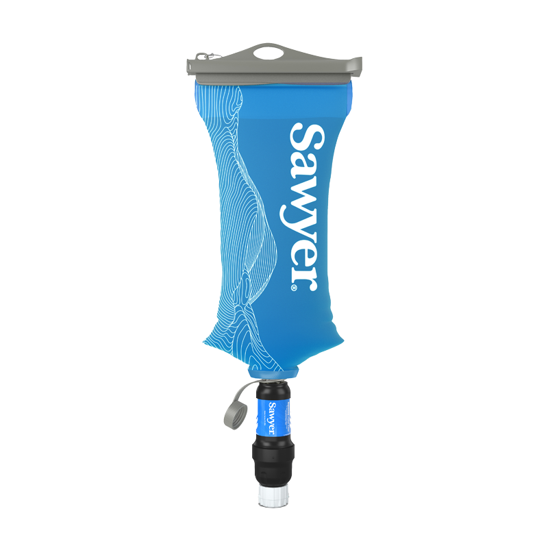 Sawyer Squeeze Water Filtration System with CNOC Premium 2 Liter Bladder - Blue