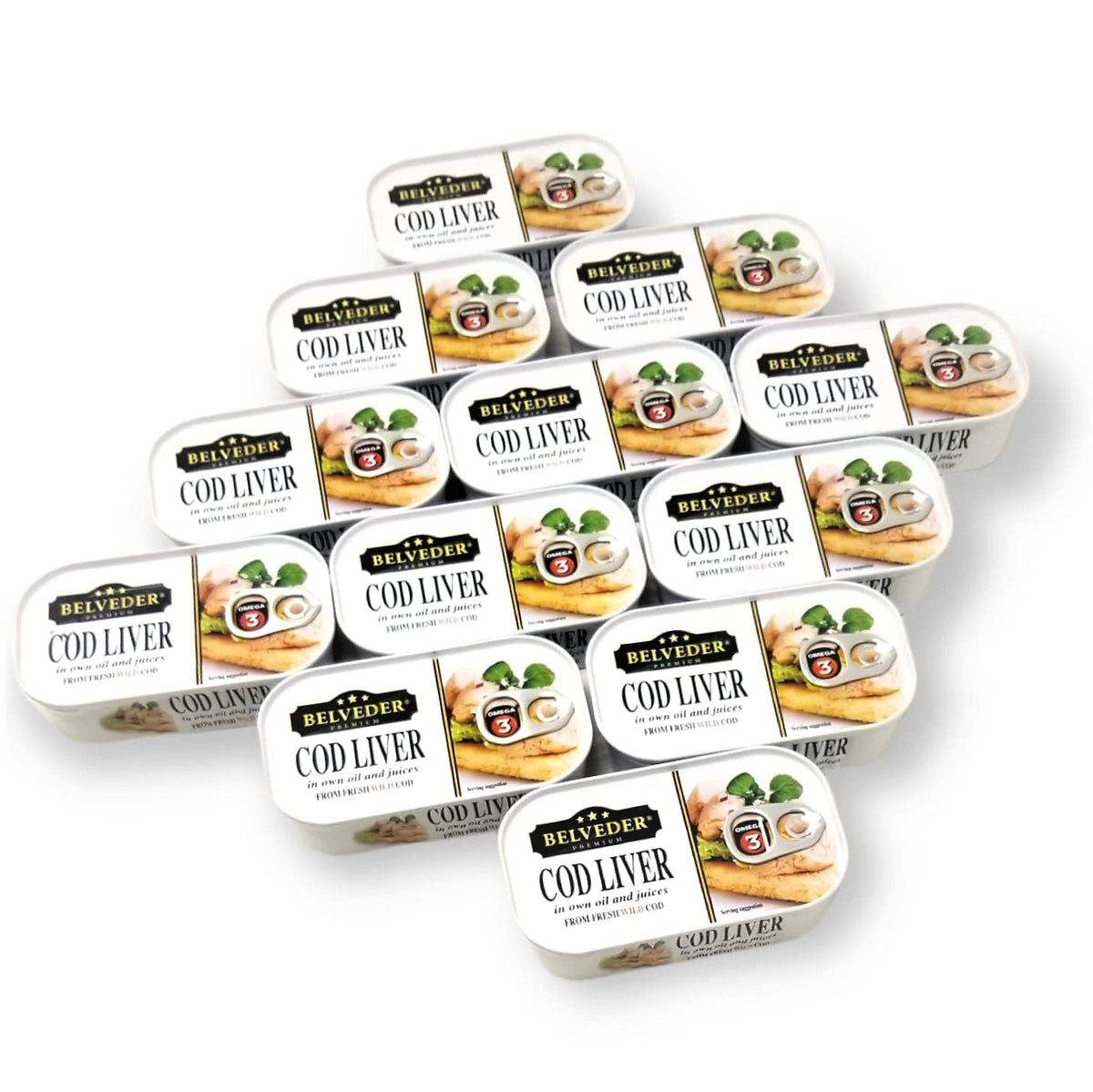Belveder Icelandic Wild Cod Liver, 120 g Cans, 12 Pack