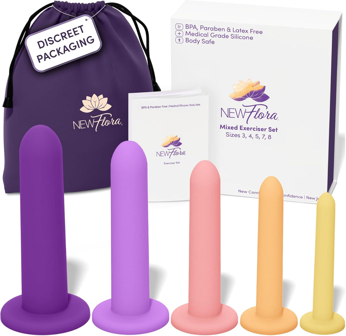 NewFlora Mixed Silicone Exerciser Set, 5 Pieces