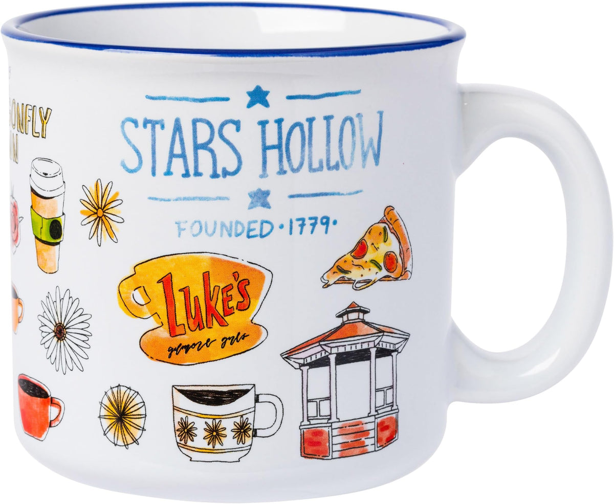 Silver Buffalo Gilmore Girls Luke's & Stars Hollow Ceramic Camper Mug, 20 oz