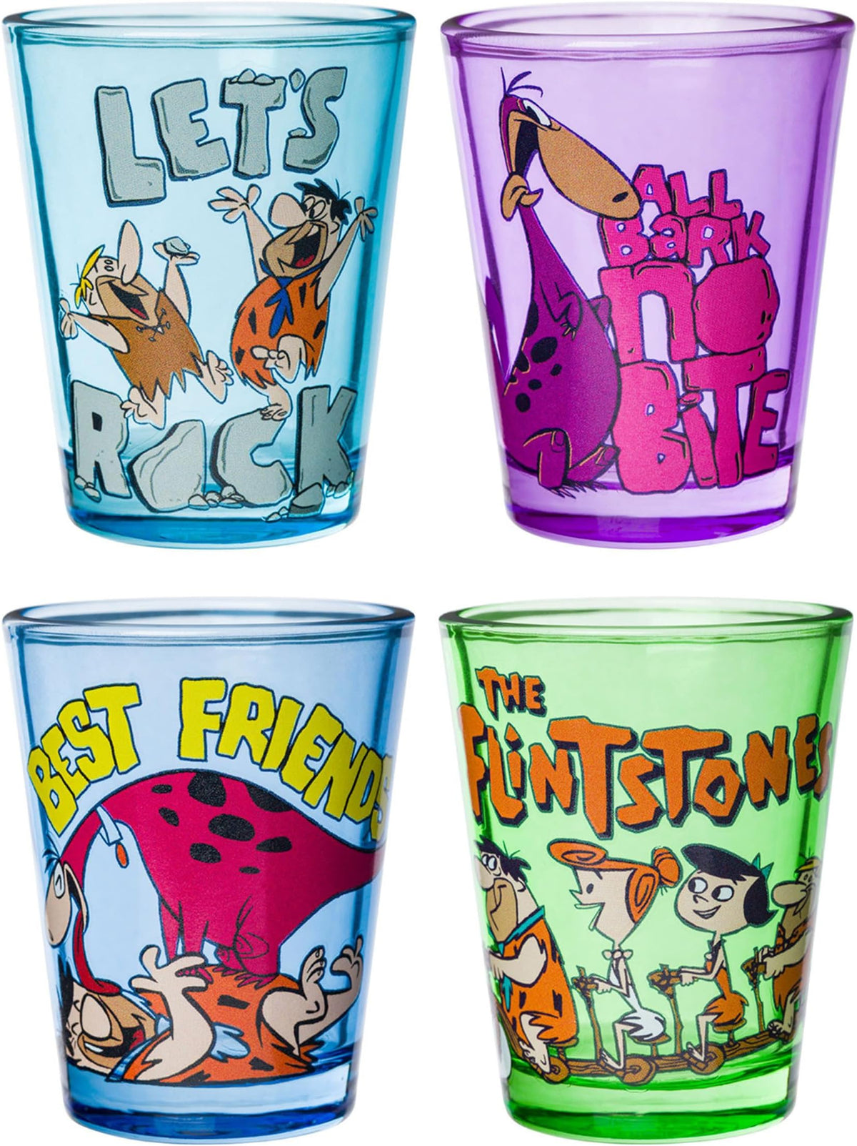 Silver Buffalo The Flintstones Mini Glass Set, 1.5 oz, 4-Pack