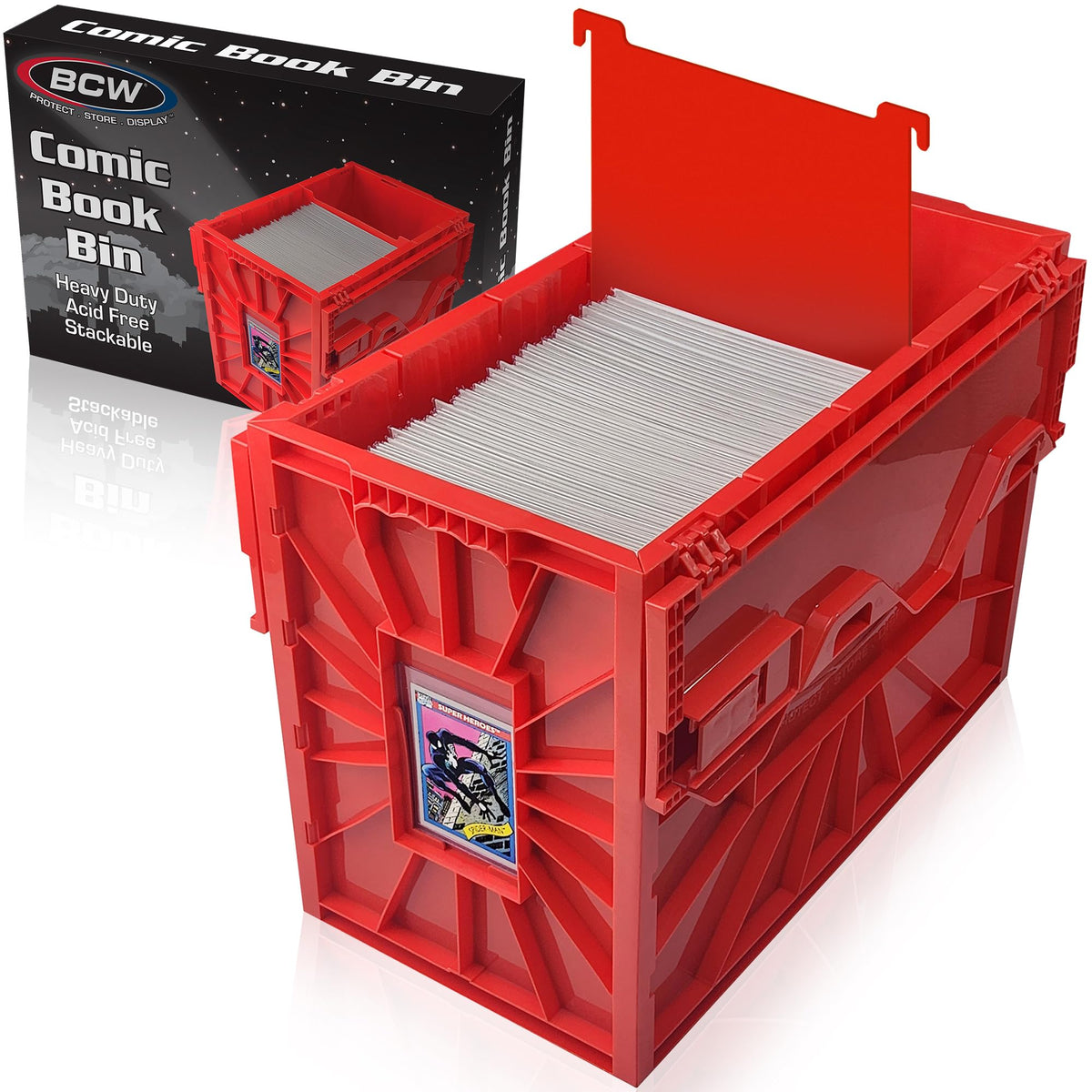 BCW Short Comic Book Bin, Red
