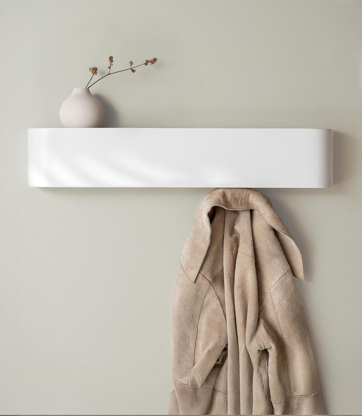 Kazai. Toke Wall-Mounted Coat Rack with Concealed Hooks, White