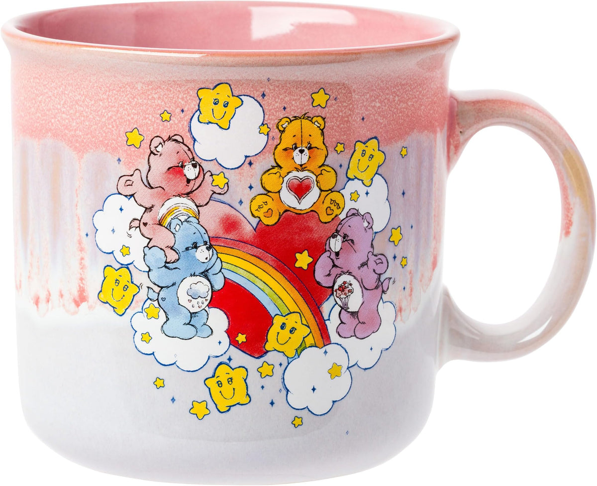 Silver Buffalo Care Bears Rainbow & Stars Reactive Glaze Ceramic Camper Mug, 20 oz