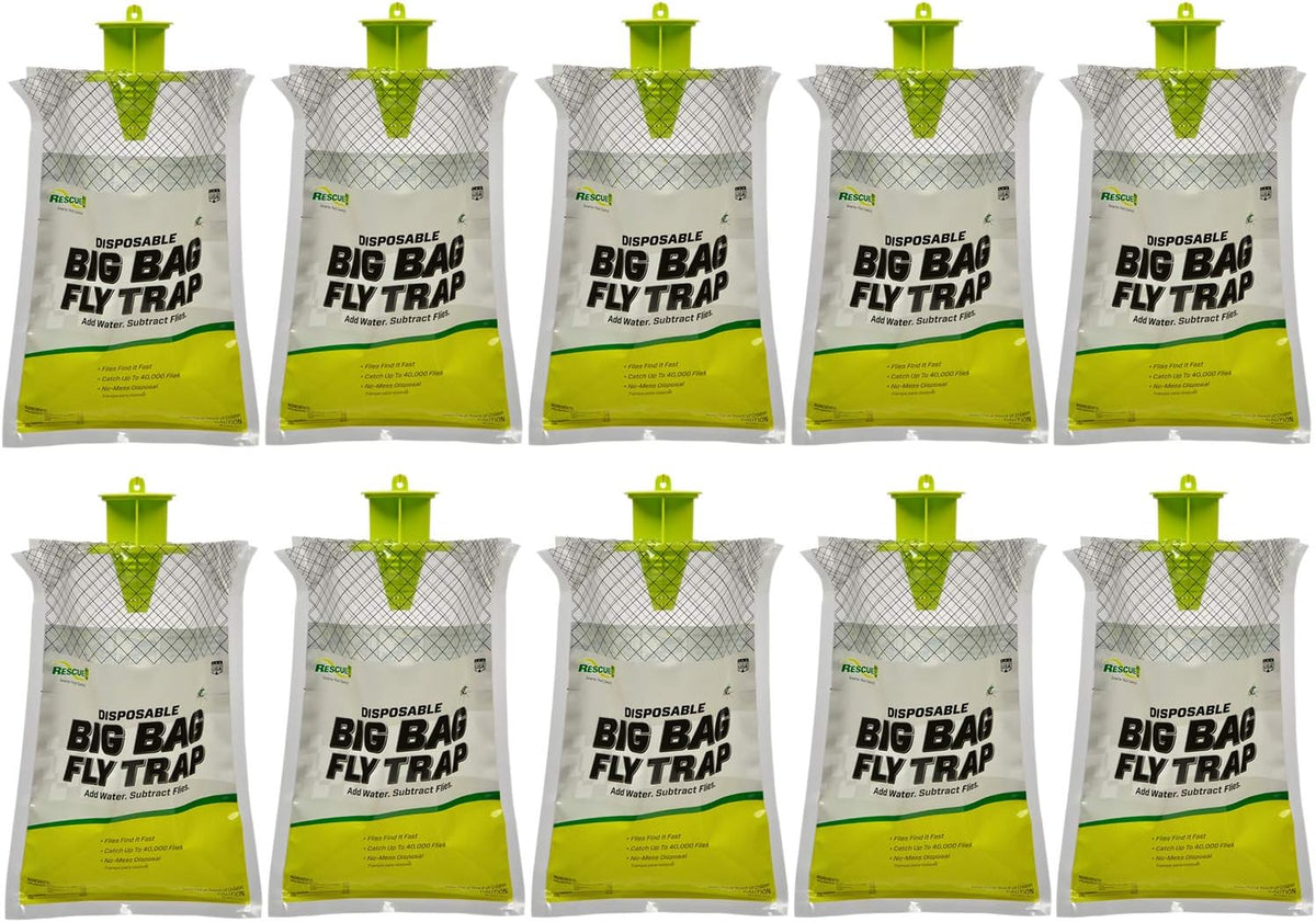 RESCUE! Big Bag Fly Traps, 10-Pack