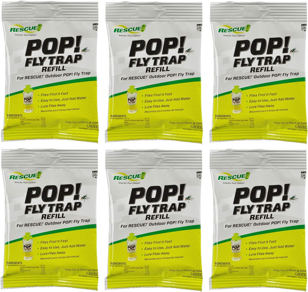 RESCUE! POP! Fly Trap Bait Refill, 6-Pack