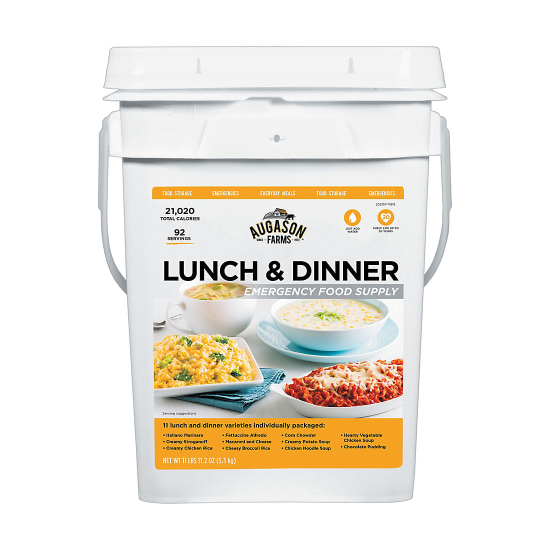 Augason Farms Lunch & Dinner Variety Emergency Food Supply, 4-Gallon Pail