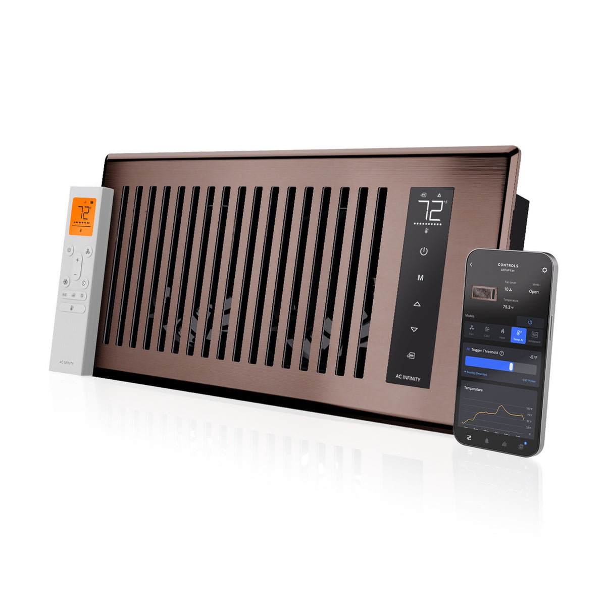 AC Infinity AIRTAP T4 Smart Register Booster Fan, Bronze, 4 x 10 in.