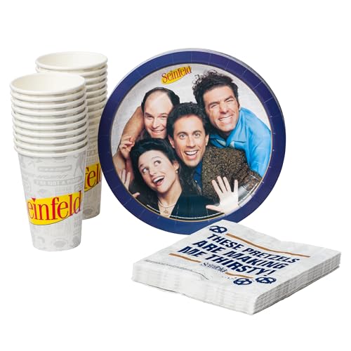 Silver Buffalo Seinfeld TV Series, Paper Plates Cups Napkins Party Pack Set, 60 Piece