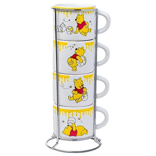 Silver Buffalo Disney Winnie the Pooh Hunny Drips Ceramic Espresso Cup Set, 3 oz, 4-Piece