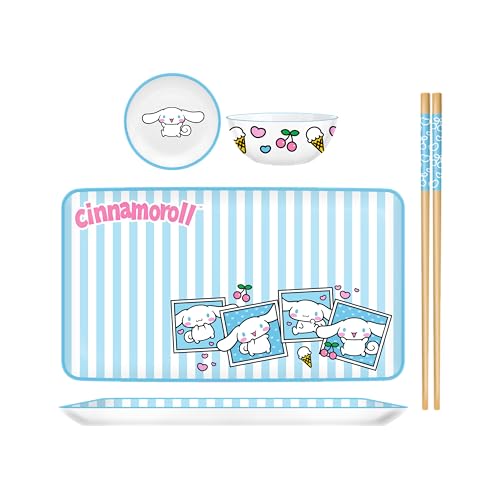 Silver Buffalo Sanrio Hello Kitty & Friends Cinnamoroll Polaroids Blue and White Stripes Sushi Set