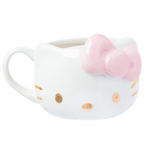 Silver Buffalo Sanrio Hello Kitty Pink Bow Rose Gold, 3D Sculpted Mug, 20 oz