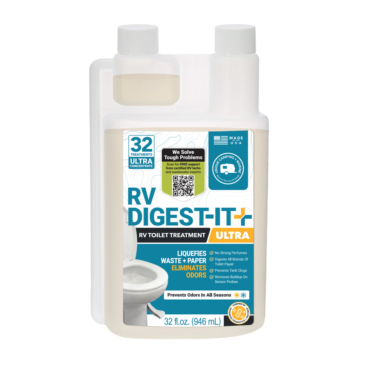 Unique Camping + Marine RV Digest-It Ultra Black Tank Treatment, 32 fl oz