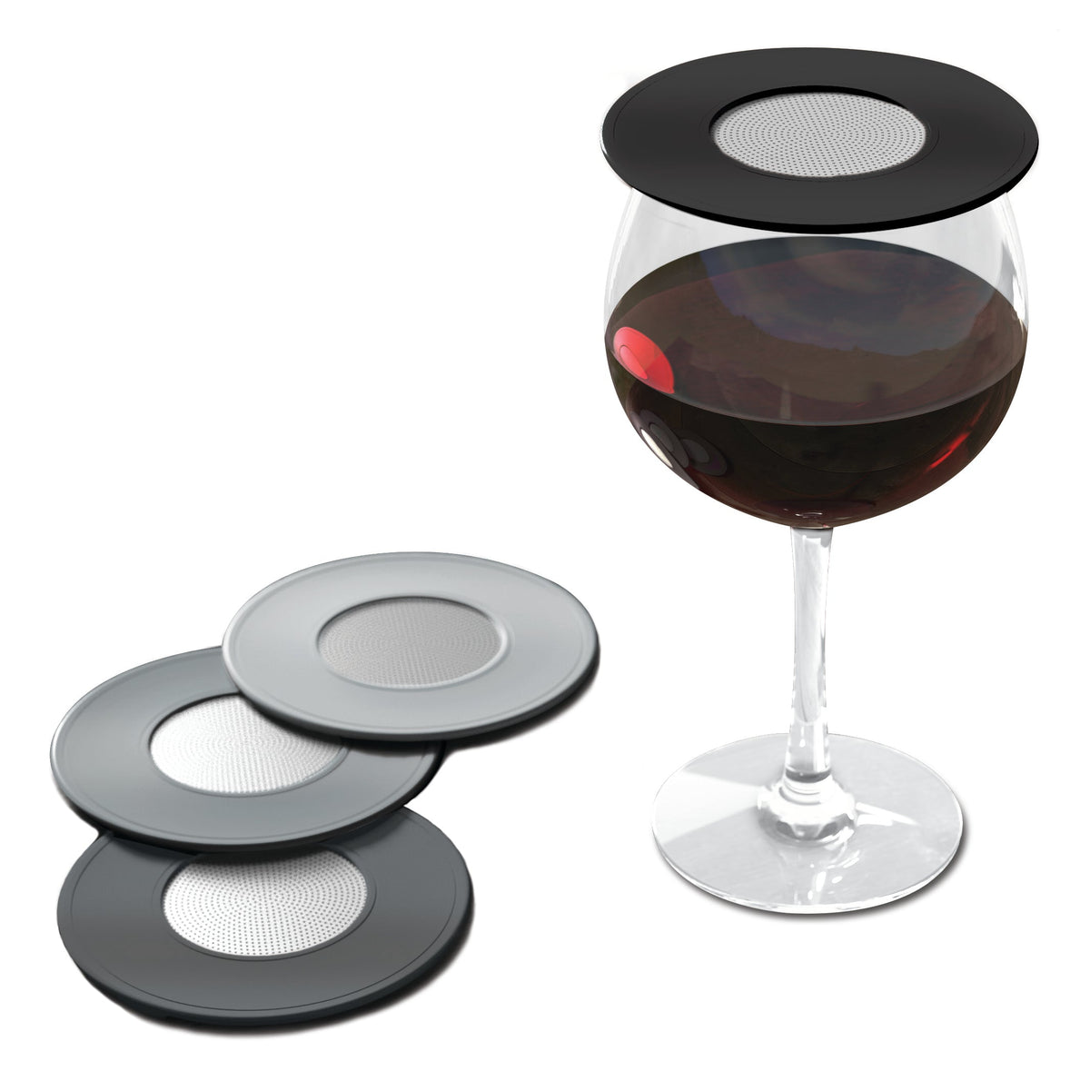 Drink Tops Ventilated Wine Covers – Contemporary (Black/Grey)