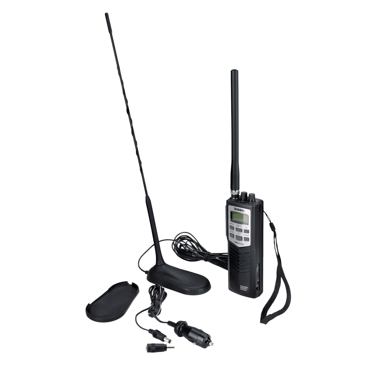 Uniden PRO501TK handheld CB radio kit with magnetic-mount antenna