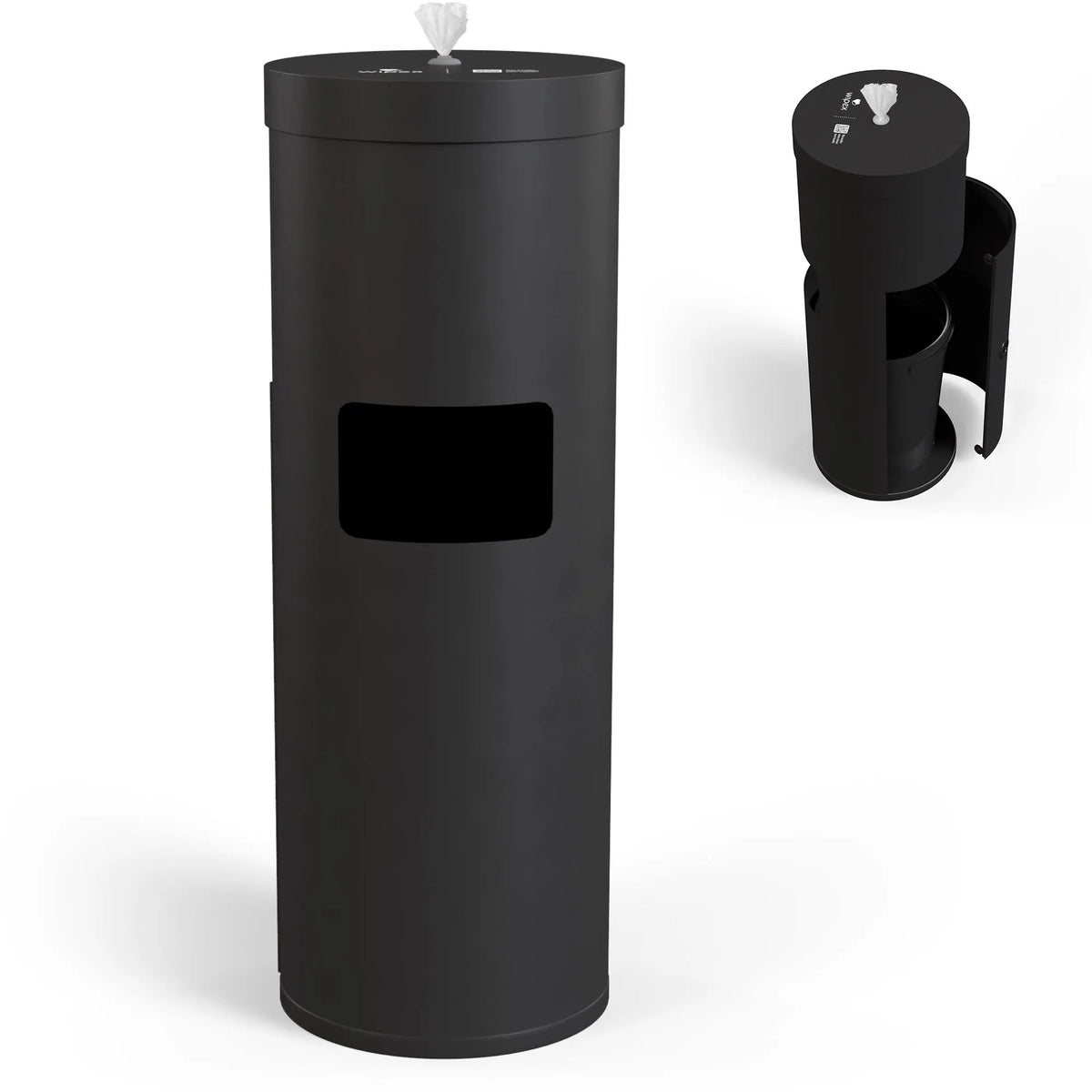 Wipex Matte Black Floor Wipe Dispenser with Trash Bin