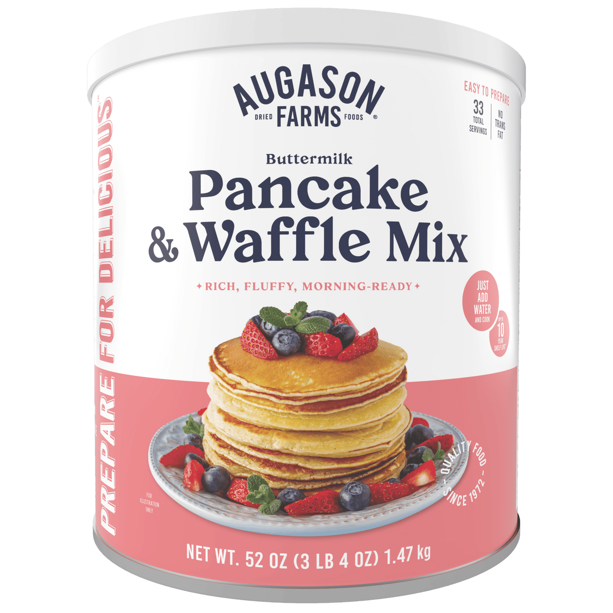 Augason Farms Buttermilk Pancake & Waffle Mix Can, 52 oz
