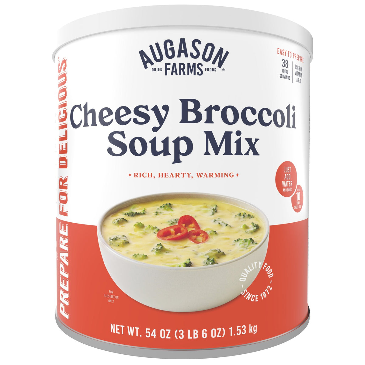 Augason Farms Cheesy Broccoli Soup Mix Can, 54 oz