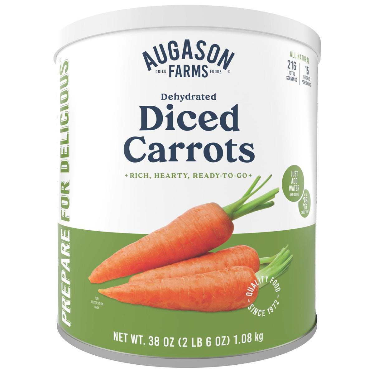 Augason Farms Dehydrated Diced Carrots Can, 38 oz