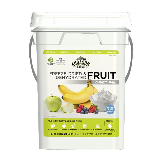 Augason Farms Dehydrated & Freeze-Dried Fruit Variety Pail, 86 Servings