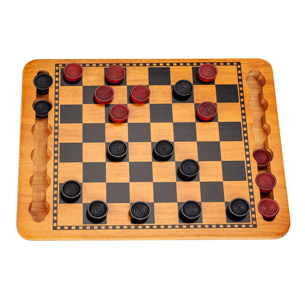 WE Games 14.5 in. Red and Black Solid Wood Checkers Set