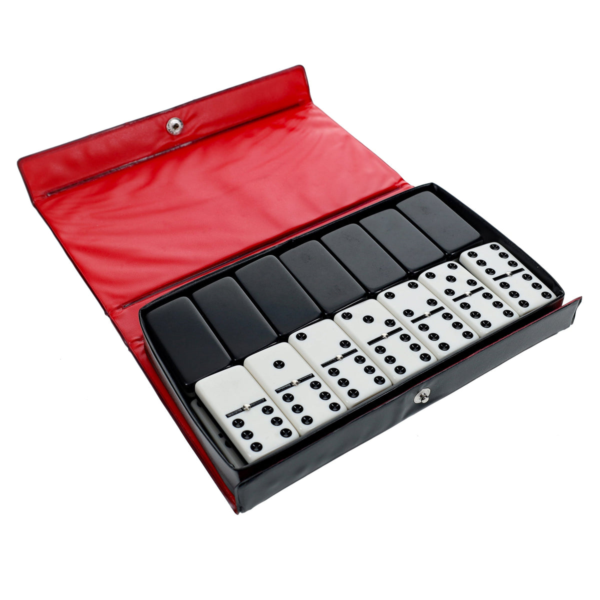 WE Games Black & White Double 6 Dominoes with Spinners - Club Size