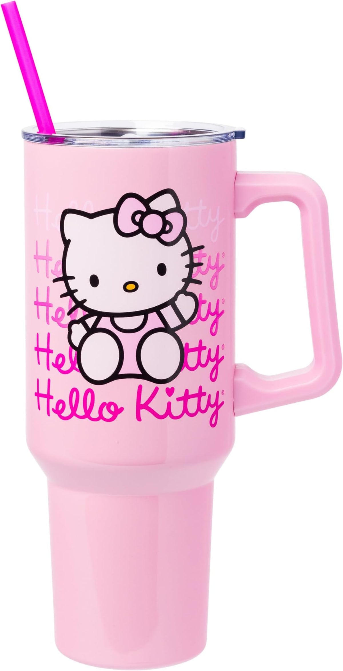 Silver Buffalo Hello Kitty Waving Stainless Steel Tumbler with Handle, 40 oz