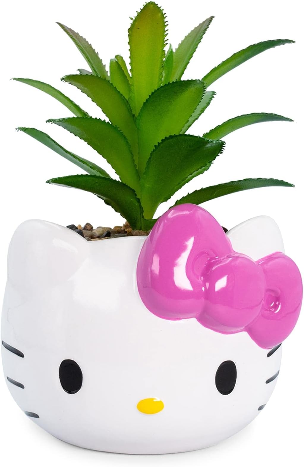 Silver Buffalo Hello Kitty Face Mini Planter with Artificial Succulent, 3 in
