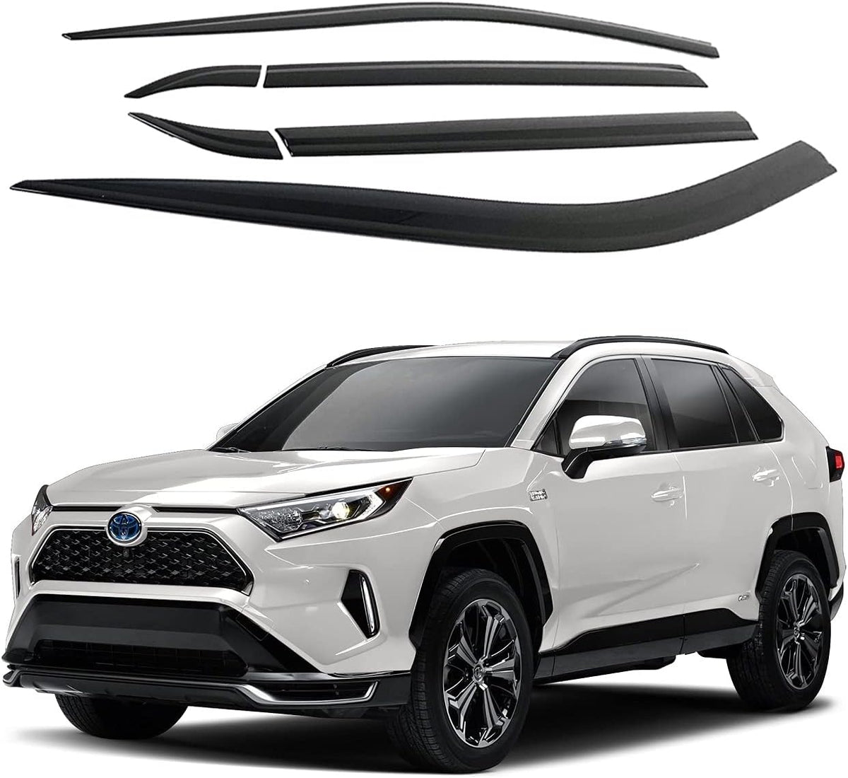 AUTO CLOVER C029 Rain Guard Window Visors for 2019-2023 Toyota RAV4 - Smoked, 6 Piece
