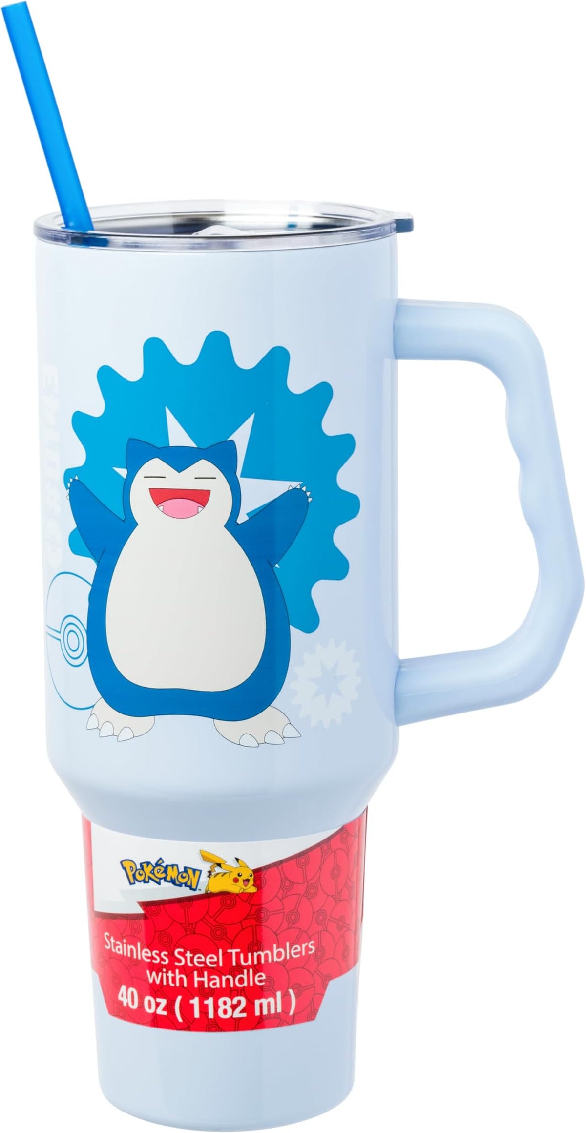 Silver Buffalo Pokémon Snorlax Stainless Steel Tumbler with Handle, 40 oz