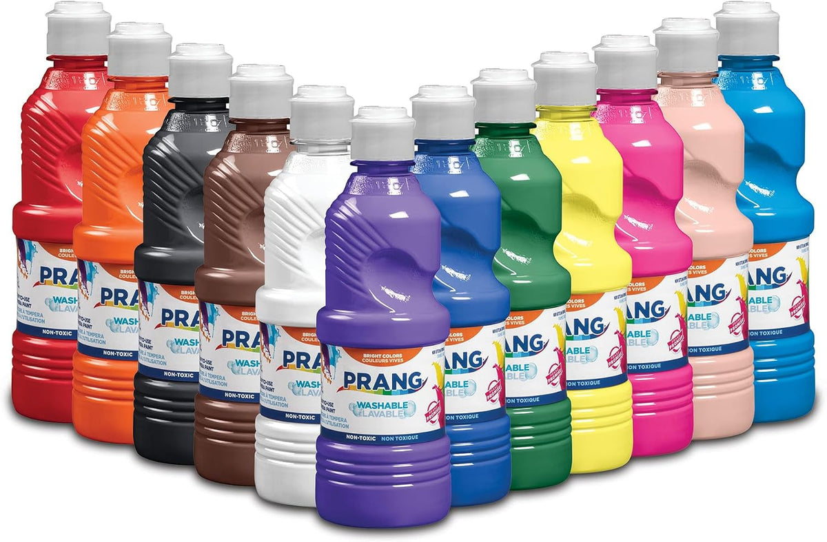 Prang Washable Tempera Paint, Assorted Colors, 12 × 16 fl oz