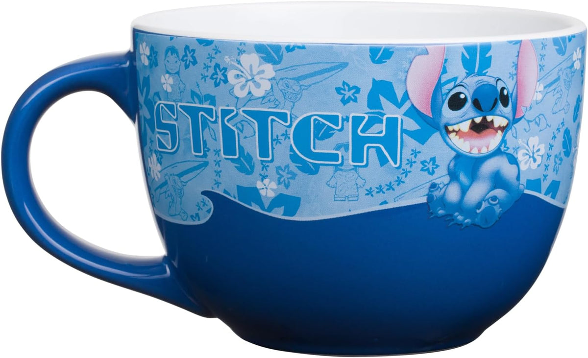 Silver Buffalo Disney Lilo & Stitch On the Wave Soup Mug with Lid, 24 oz
