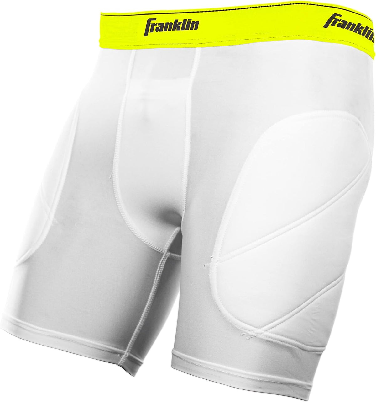 Franklin Sports Youth Padded Sliding Shorts, White/Optic, Medium