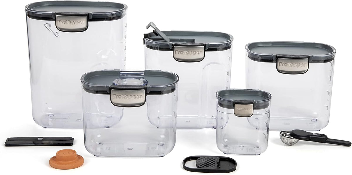 ProKeeper+ 9-Piece Baker's Storage Set, Clear with Grey Lids