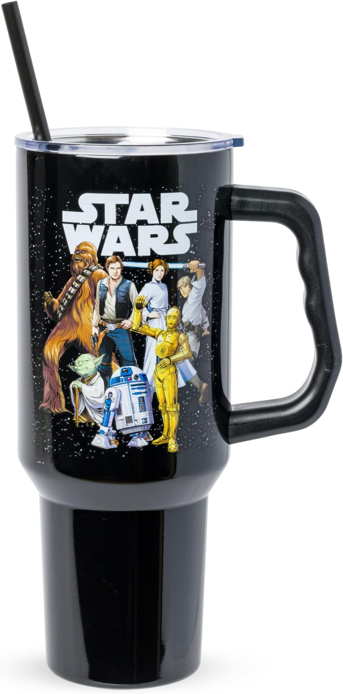 Silver Buffalo Star Wars Original Trilogy Character Tumbler with Handle, 40 oz
