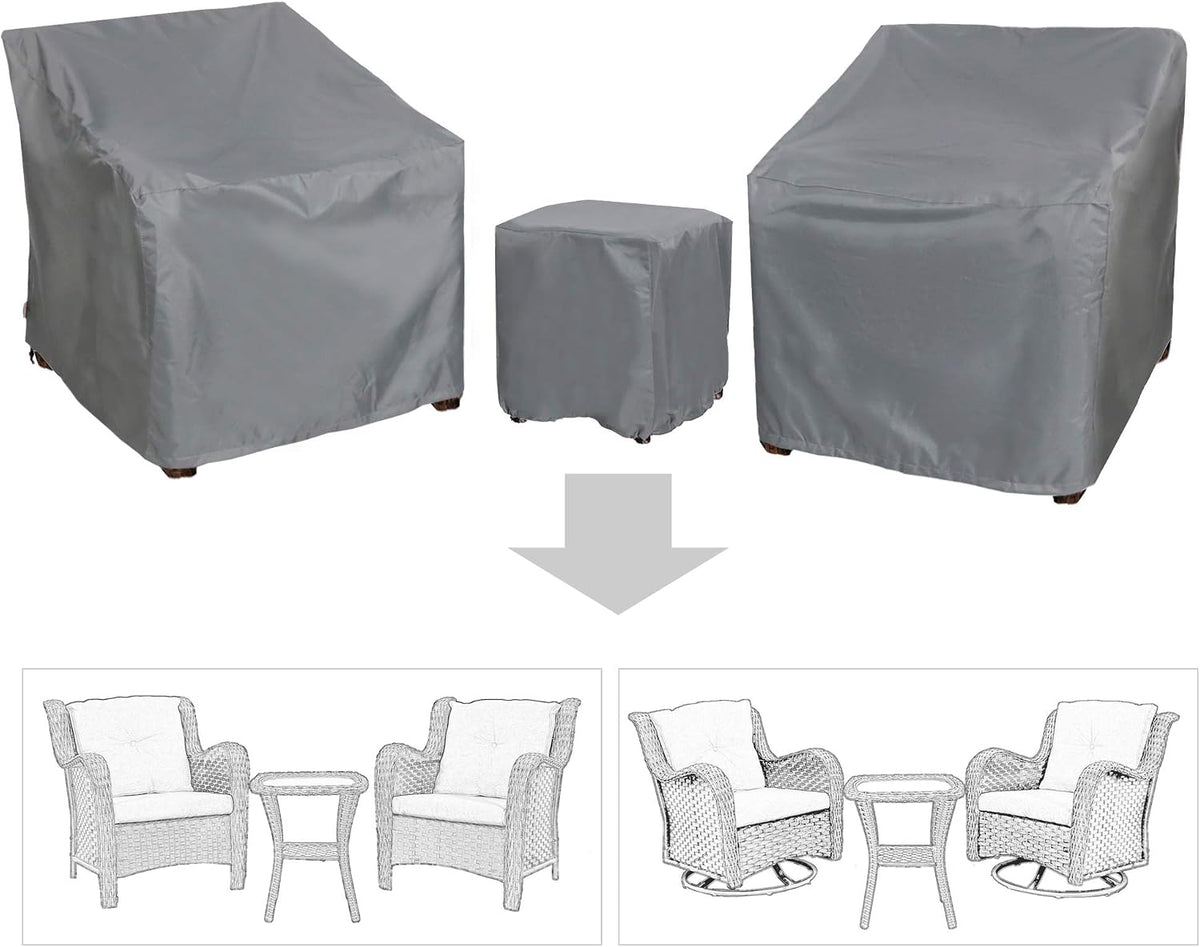 Baner Garden Grey Patio Bistro Furniture Cover Set - 3 Pieces