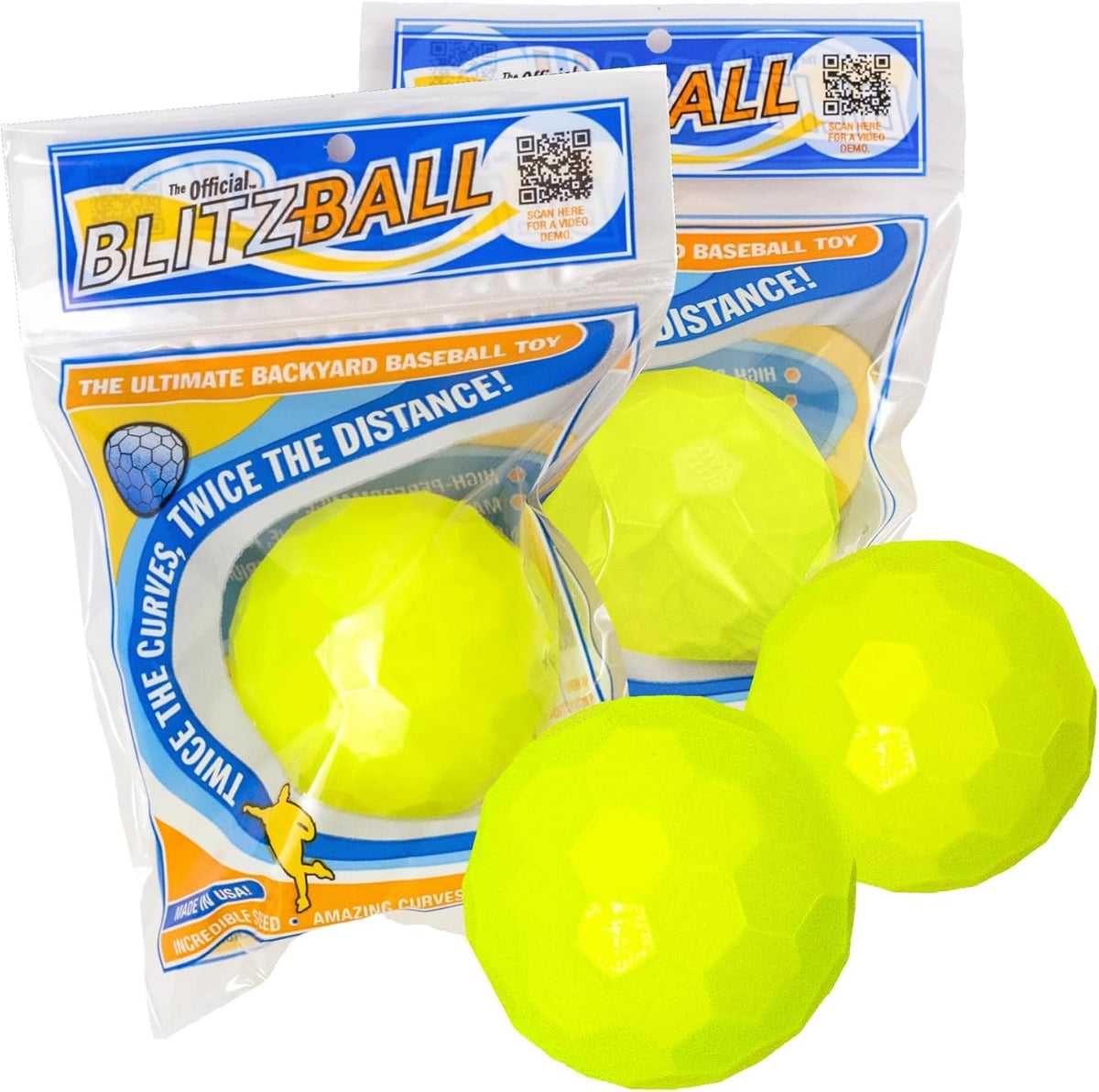 Blitzball Plastic Baseballs, 4 Pack