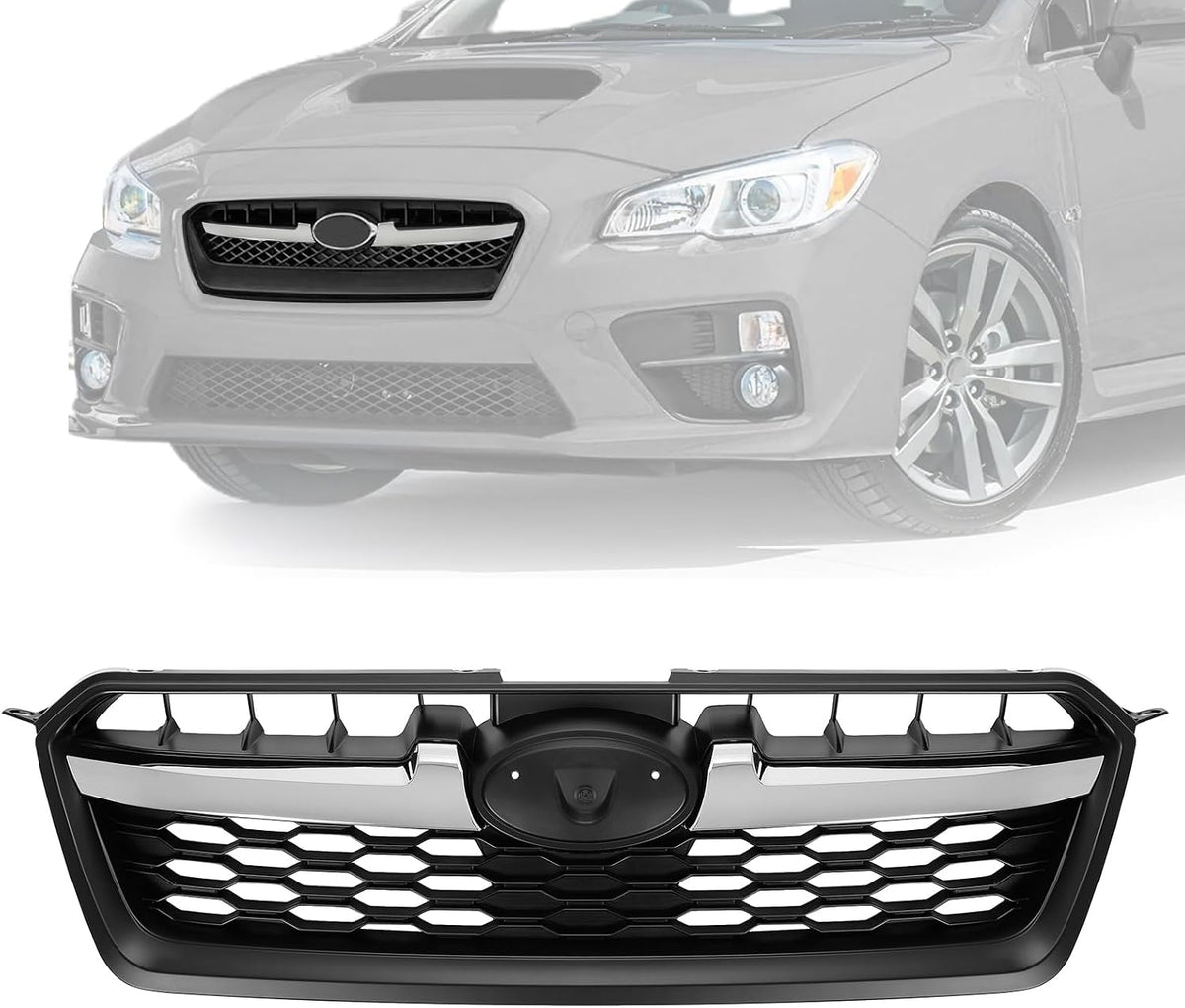 HECASA CB-2159 Front Grille for 2012–2014 Subaru Impreza, Black and Silver