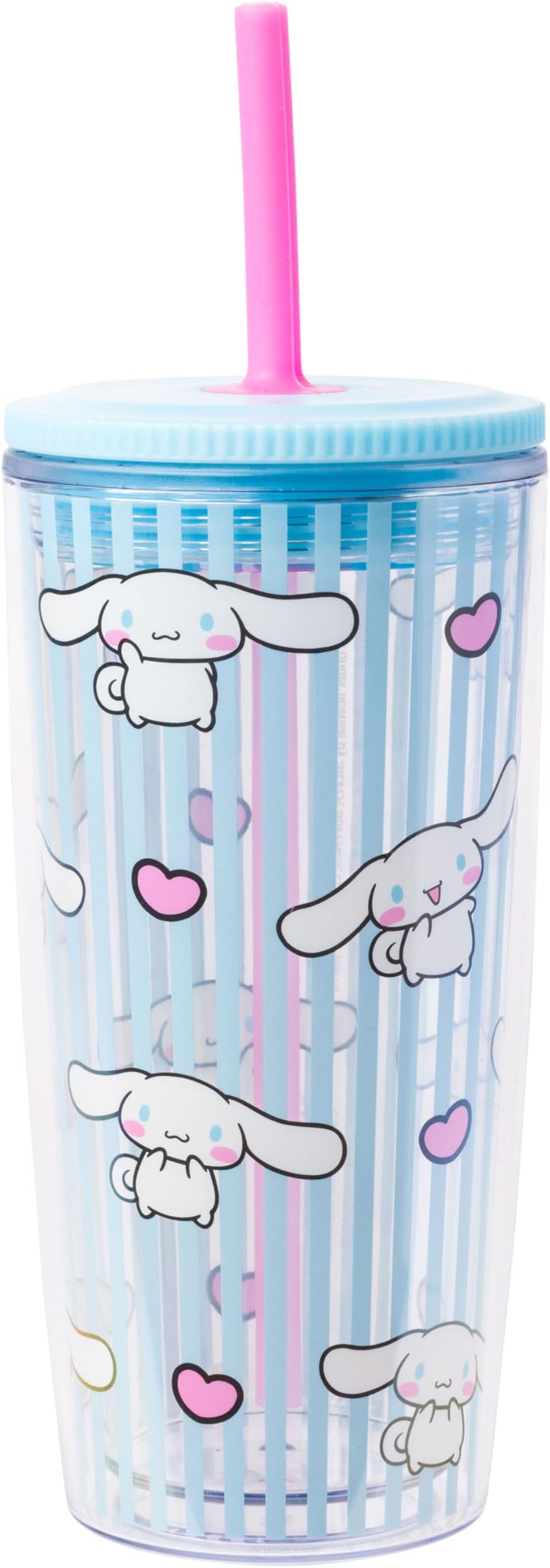 Silver Buffalo Sanrio Cinnamoroll Hearts & Stripes Tumbler, 20 oz