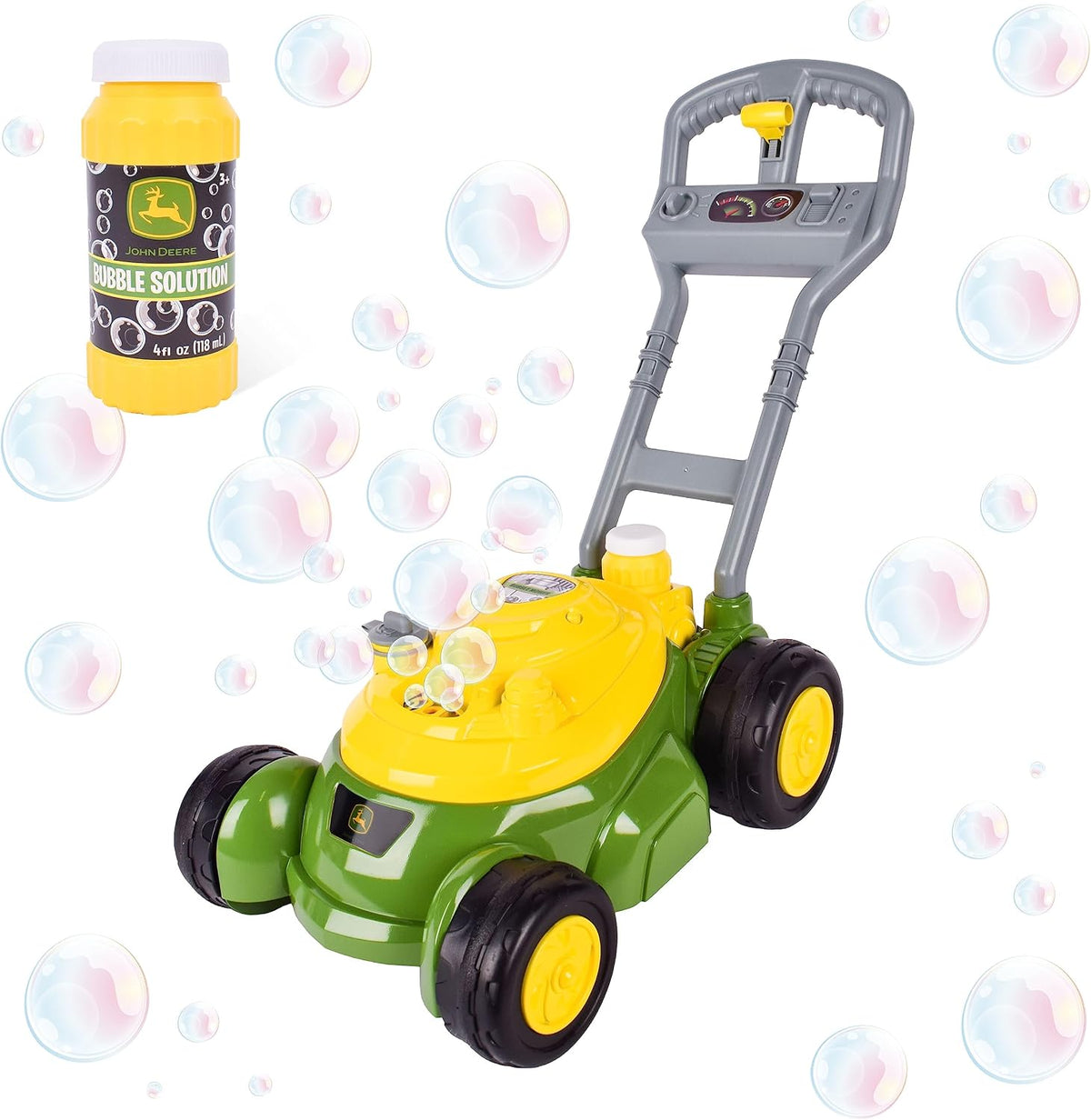 John Deere Bubble-N-Go Toy Lawn Mower with Bubble Solution