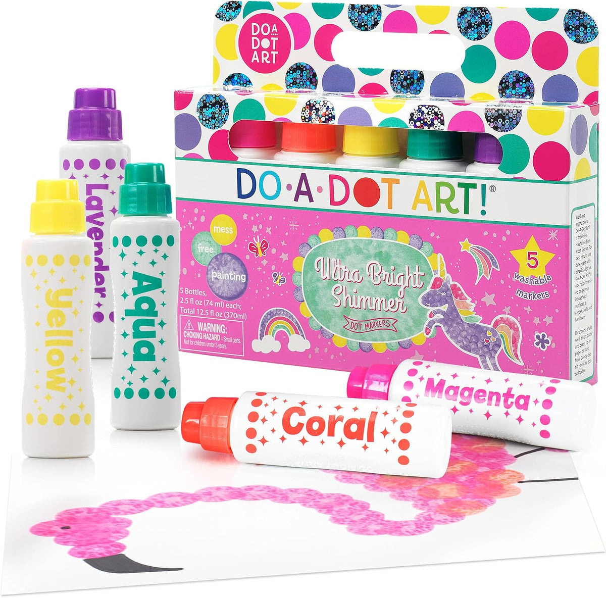 Do-A-Dot Art Ultra Bright Shimmer Dot Markers, 5 Pack