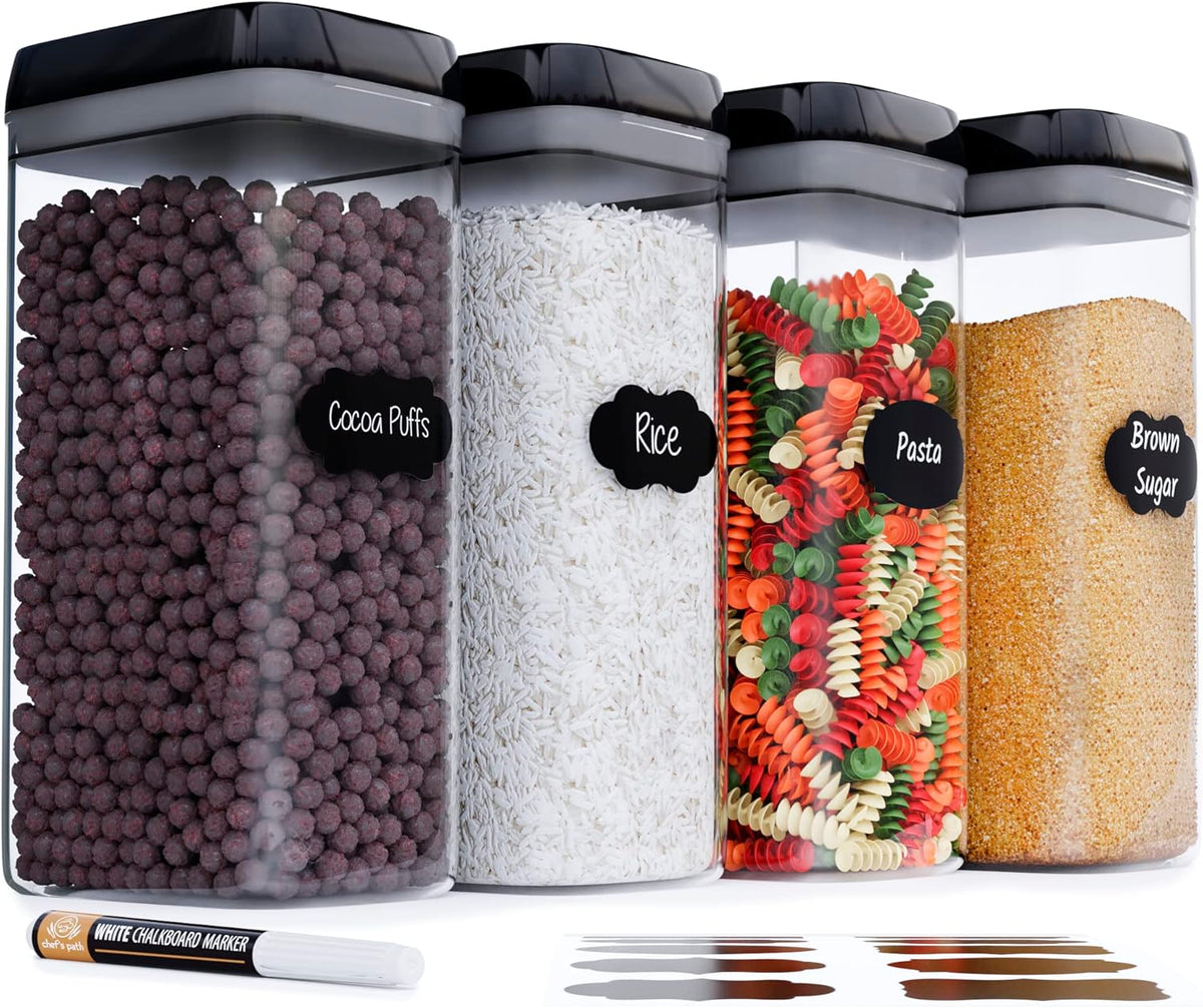 Chef's Path Airtight Food Storage Containers - 4 Pack, 3.2 L Each